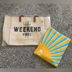 NEW Weekend Vibes Large Canvas Tote Bag & Beach Towel Carter Blood Care